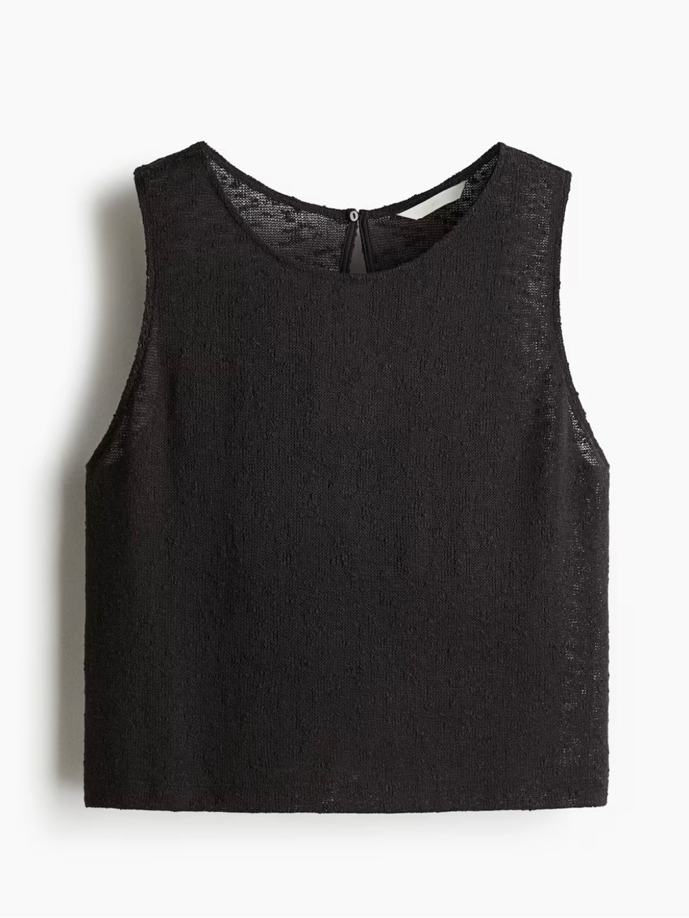 H&M Black Sleeveless Textured Crewneck Tank